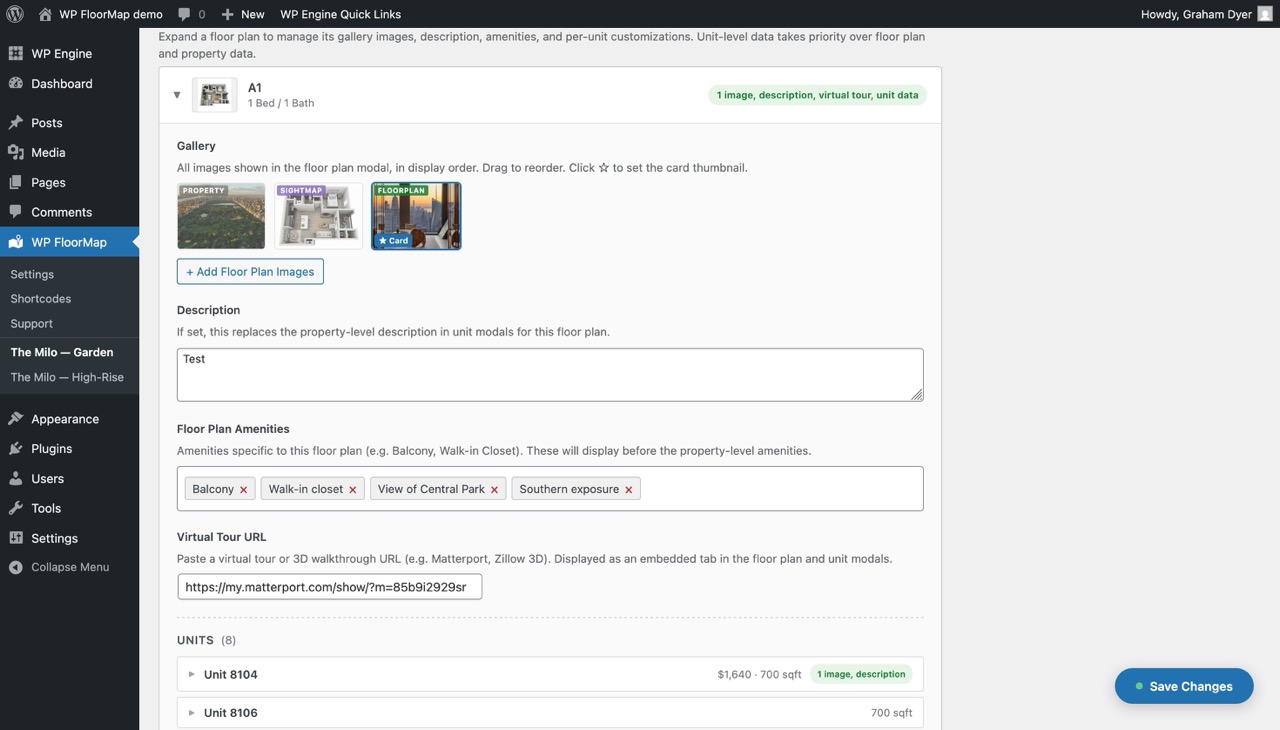 Amenities — structured property amenities with categories