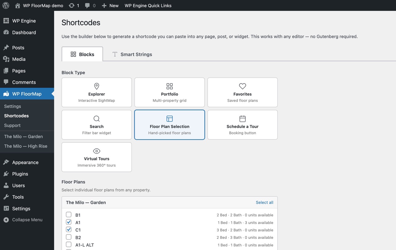 Shortcode builder — visual shortcode configuration