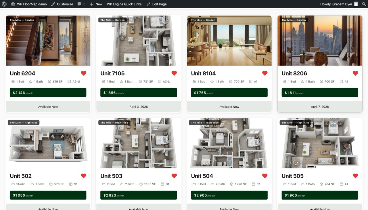 Favorites — save and compare shortlisted units